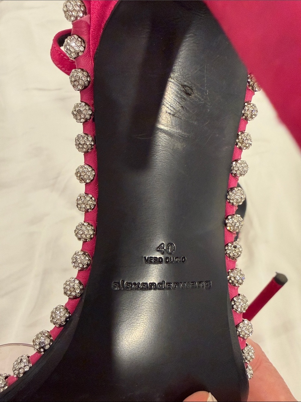 Alexander Wang Hot Pink Crystal-Trim Slingback Heels Sz 40 - Picture 4 of 6